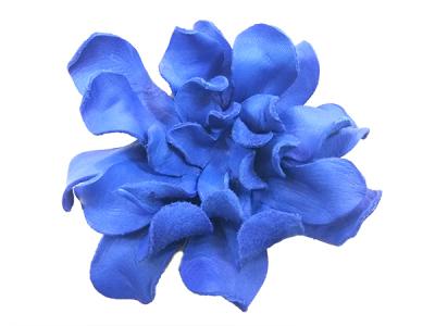 Декоративный цветок из натуральной кожи синий