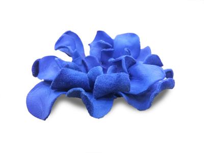 Декоративный цветок из натуральной кожи синий