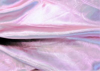 Портьерная ткань Блэкаут цвет розовый рисунок завиток и листик