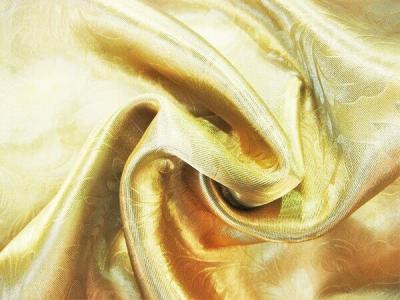 Портьерная ткань Блэкаут цвет золото рисунок морозное утро