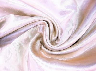 Портьерная ткань Блэкаут цвет светло-розовый рисунок завиток