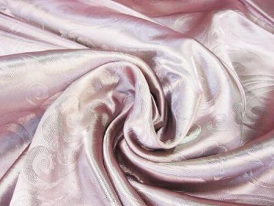 Портьерная ткань Блэкаут цвет розовый рисунок завиток