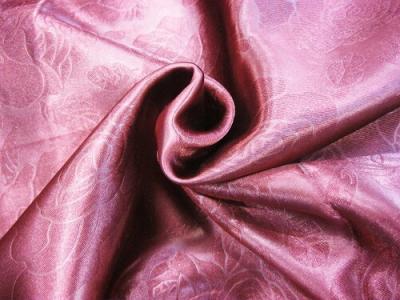 Портьерная ткань Блэкаут цвет бордово-красный рисунок розы