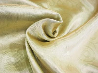 Портьерная ткань Блэкаут цвет золото рисунок завитки